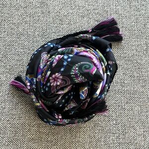 Johnny Was EUC Silk Camino Serra Tassel Scarf